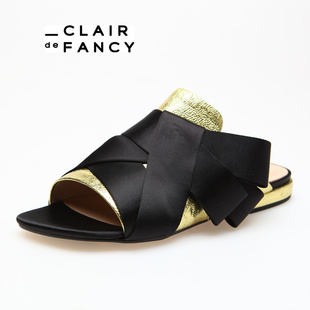 CLAIR de FANCY轻奢女士平底休闲露趾拖鞋舒适外穿凉拖鞋8150582