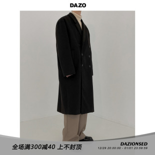 DAZO 秋冬季加厚中长款毛呢大衣男韩国风衣过膝外套呢子潮流帅气