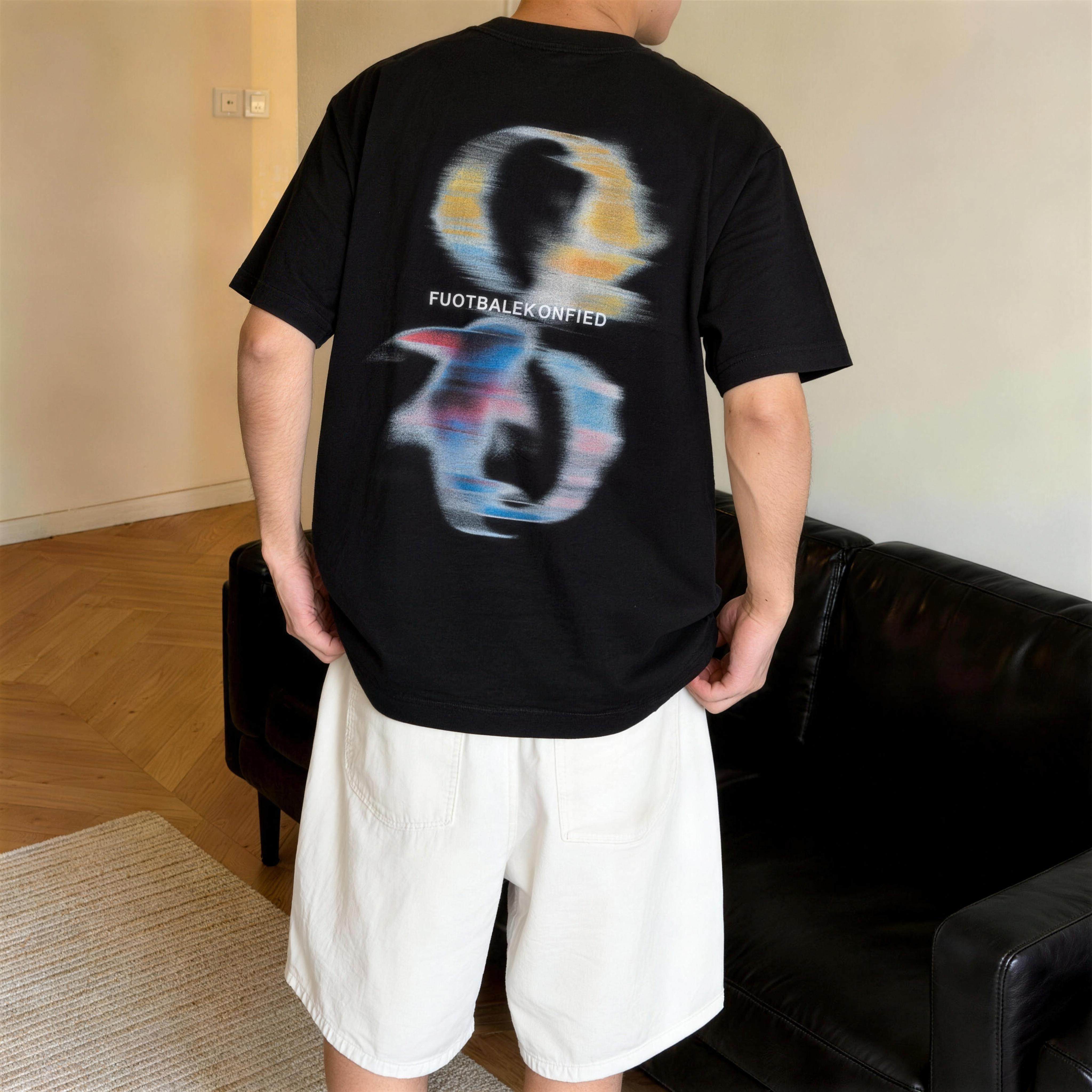 Nnoptop夏季潮牌美式高街印花短袖t恤男宽松大码圆领纯棉半袖上衣