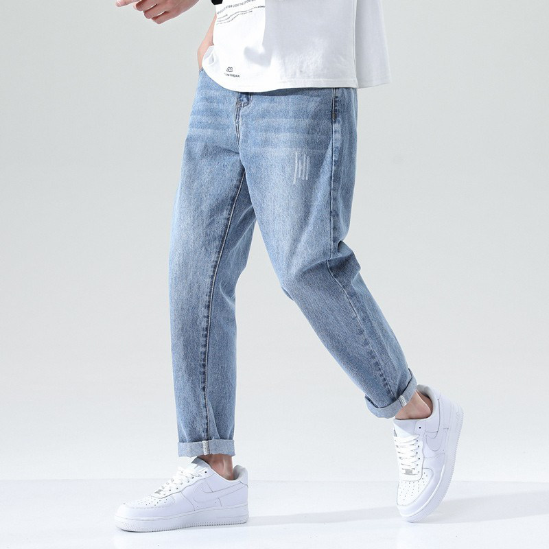 浅蓝色牛仔裤男款春秋款直筒宽松男裤美式水洗复古潮流休闲长裤男