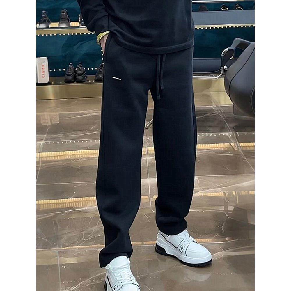 2026春季新款简约纯色直筒弯刀休闲裤男士时尚高端宽松百搭运动裤