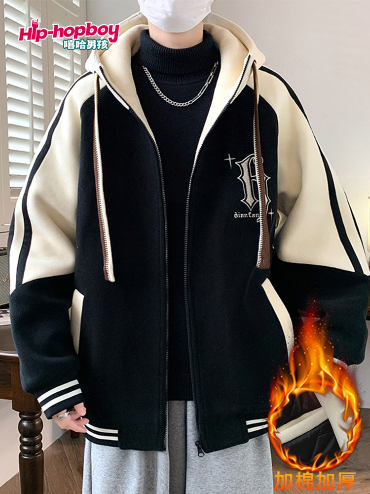 青少年加绒加厚外套男生秋冬季2025新款灯芯绒夹克初高中学生衣服