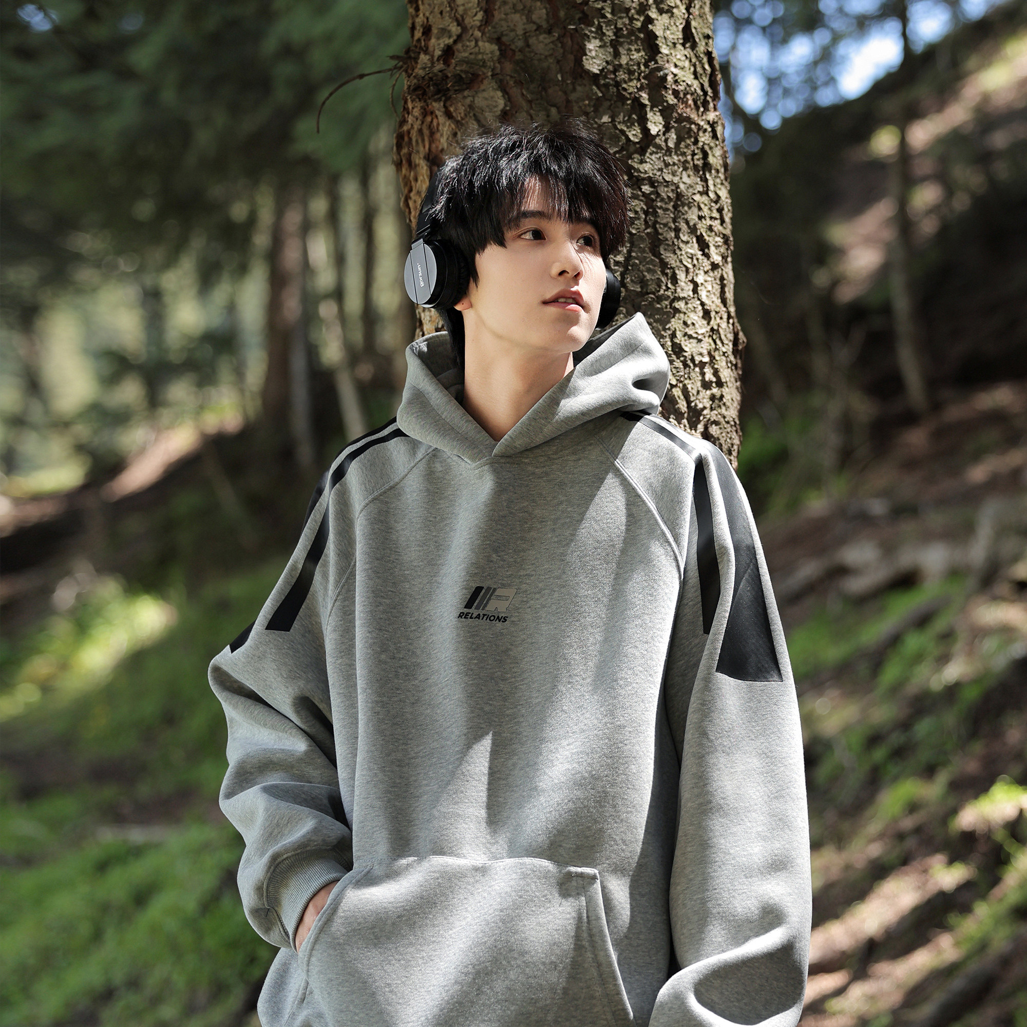 420g重磅连帽卫衣男春秋男生男款秋季美式灰色套头男士上衣外套