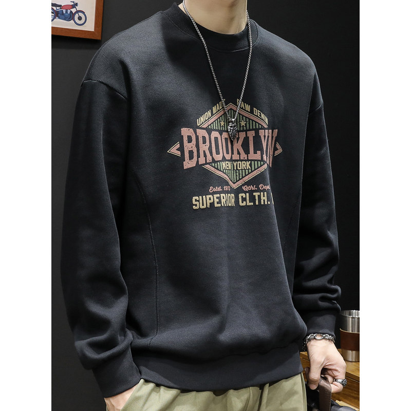 重磅圆领卫衣男春秋款男装潮牌男款大码春季2026新款男士上衣长袖