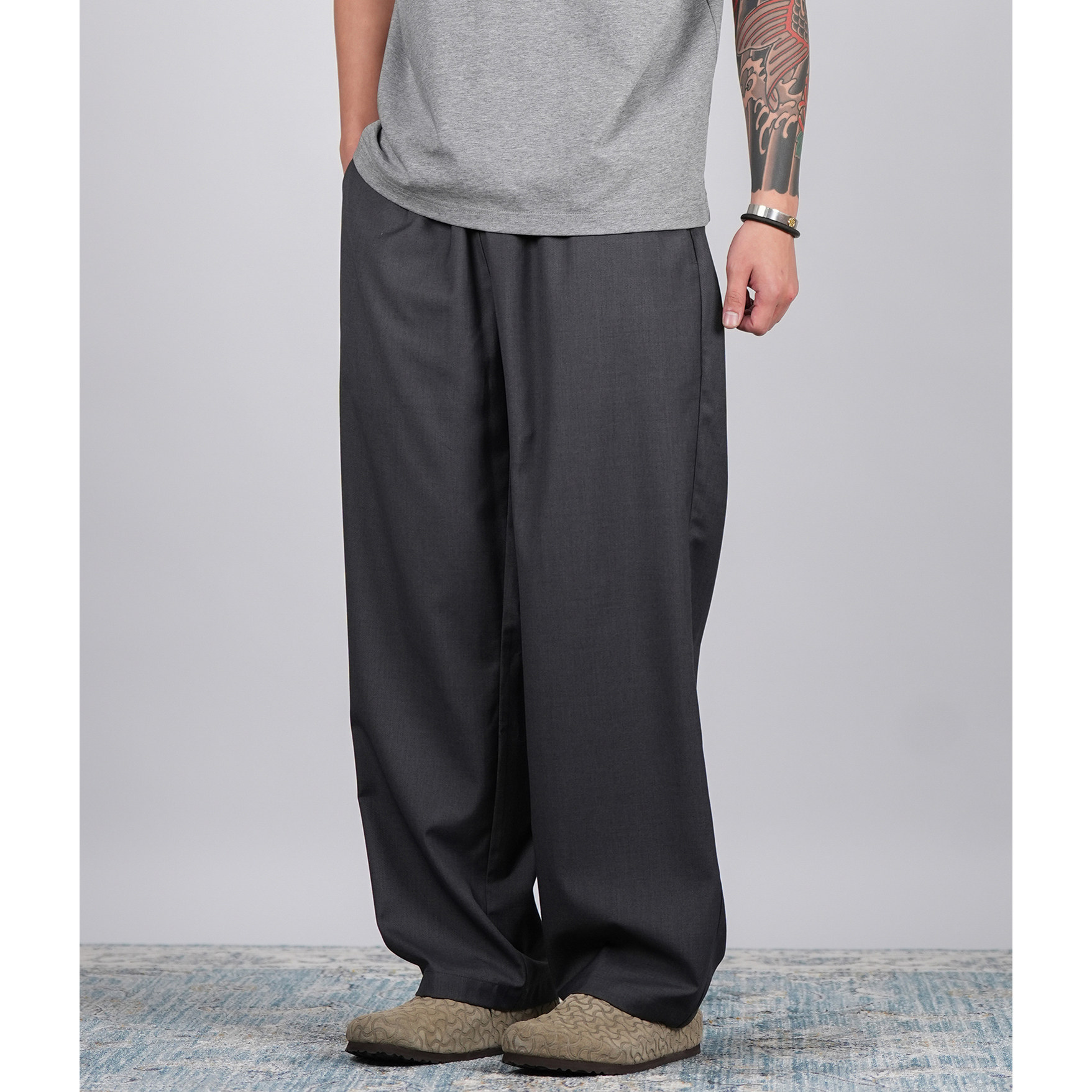 PROCANO25SS TR混纺西裤直筒垂感春夏宽松阔腿通勤薄款休闲裤男