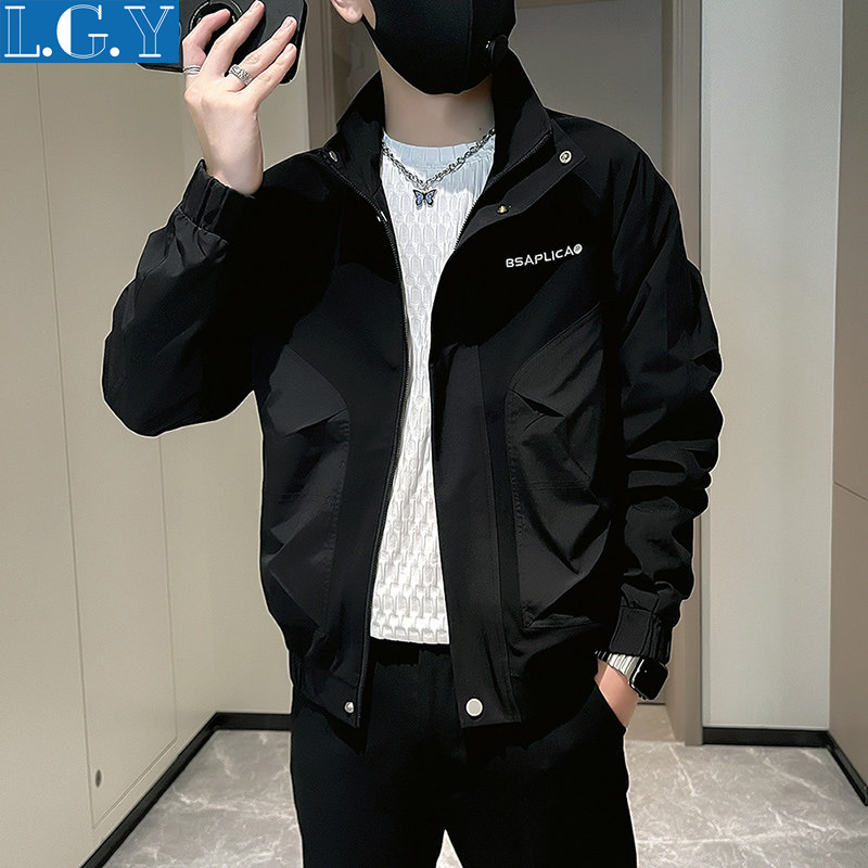 潮牌痞帅立领夹克男春秋