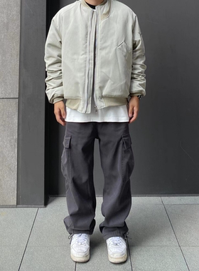 98SQUID 日系工装裤男女2026新款户外口袋宽松直筒抽绳休闲裤长裤