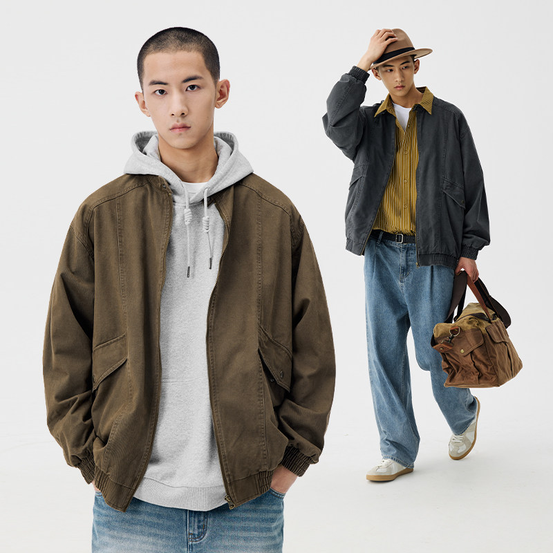 BENPANDA哈灵顿夹克男士工装复古加厚潮流休闲飞行员外套男春秋款