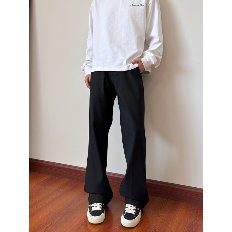 布老哥Blog 美式高街cleanfit西裤百搭黑色廓形直筒微喇裤子K578