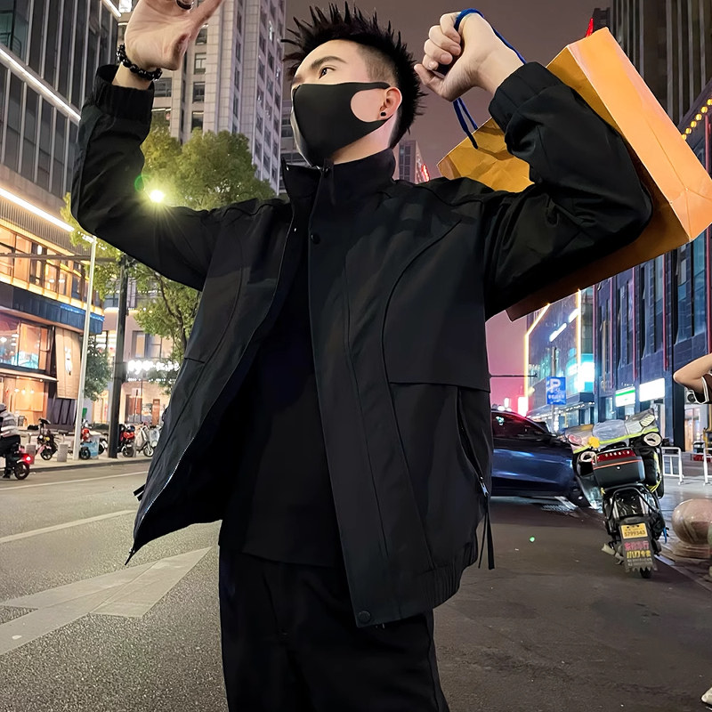 男士商务休闲夹克黑色立
