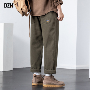男士军绿色工装裤男春季2025新款裤子男款休闲裤男裤春秋款直筒裤