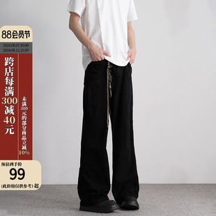 小柯XCOK美式高街黑色弯刀微喇牛仔裤直筒男生裤夏季潮流休闲裤子