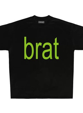 Charli xcx查莉T恤BRAT美式纯棉休闲重磅复古街头小众Vintage90's