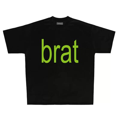 Charli xcx查莉T恤BRAT美式纯棉休闲重磅复古街头小众Vintage90's