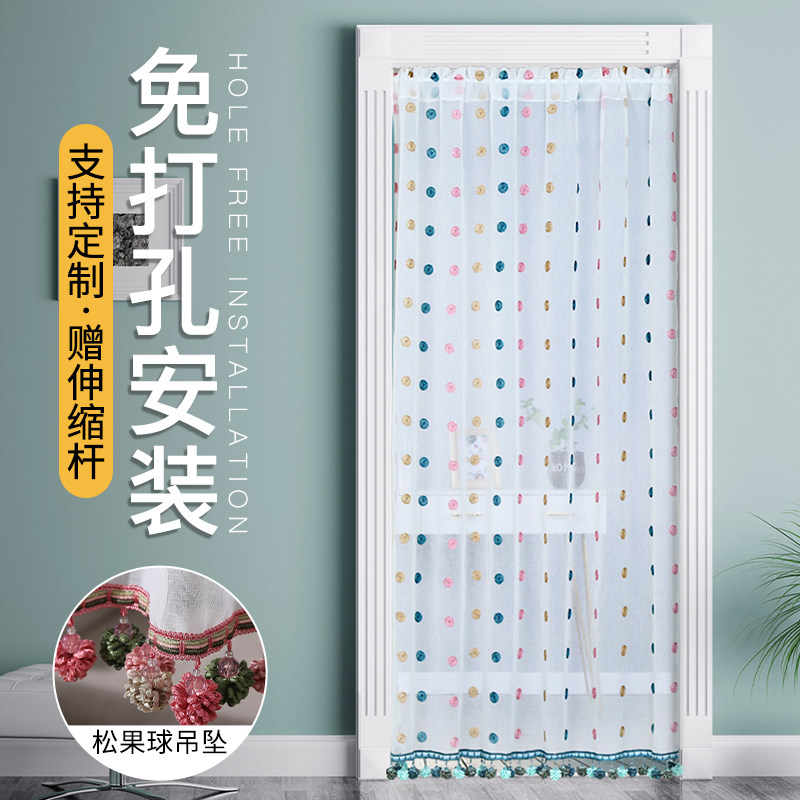 纱帘门帘透光防蚊家用免打孔卧室隔断帘穿杆纱帘子夏季纱门帘半帘_虎窝淘