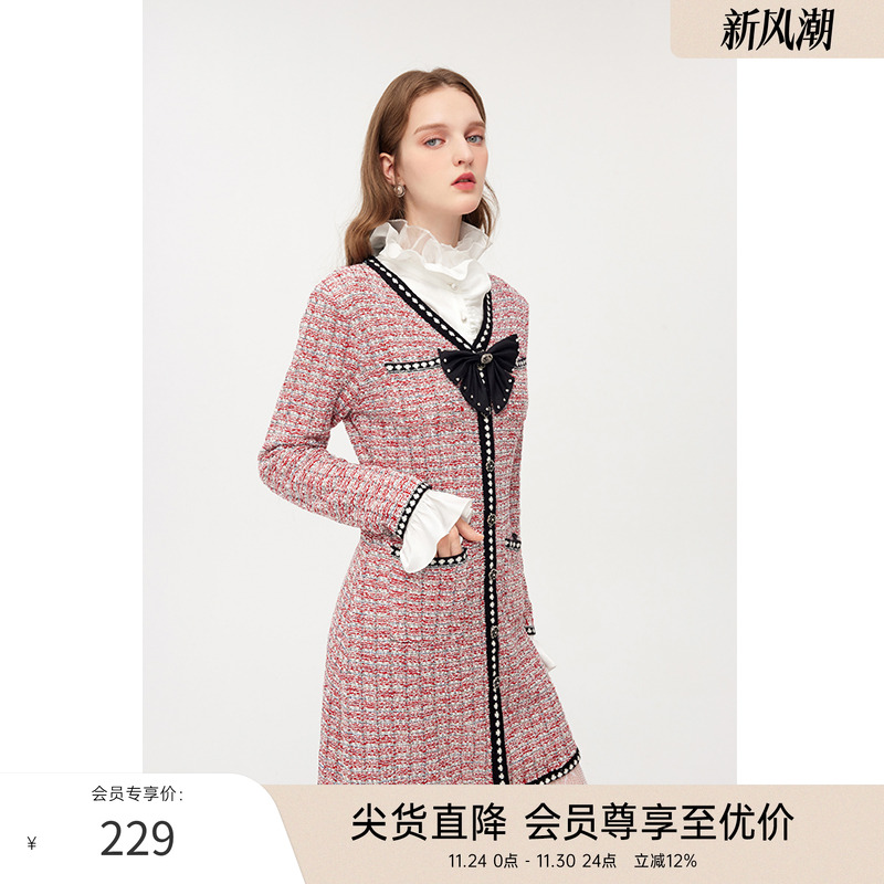 COCOON小香风蝴蝶结连衣裙