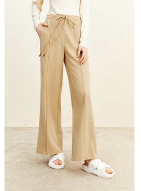 MISSCOCOON磨毛直筒休闲裤立体挺阔松紧腰阔腿空气裤秋冬