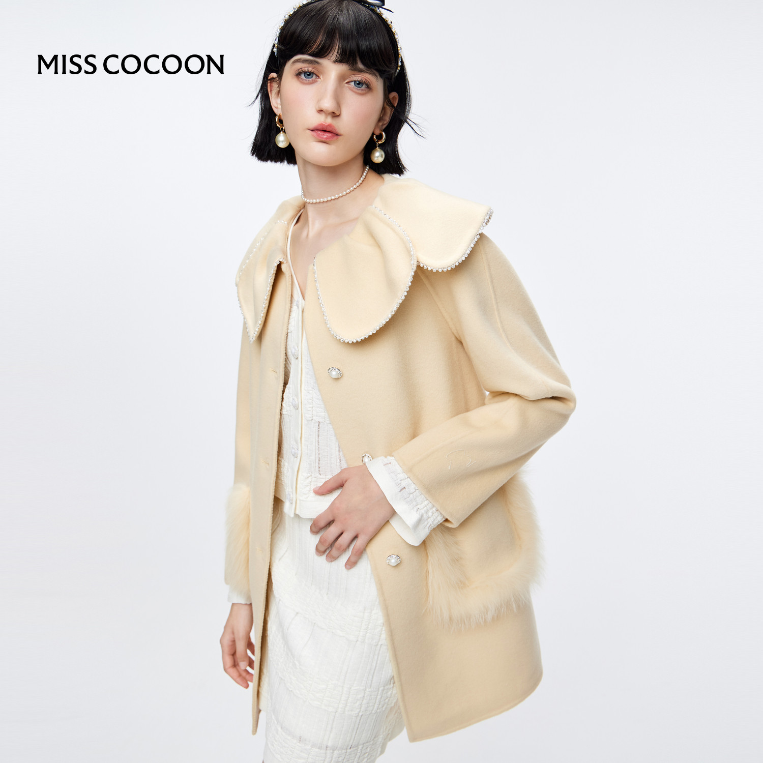 MISSCOCOON绵羊毛甜美毛呢外套