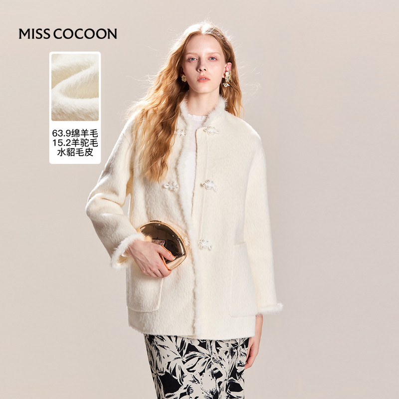 MISSCOCOON绵羊毛新中式毛呢外套