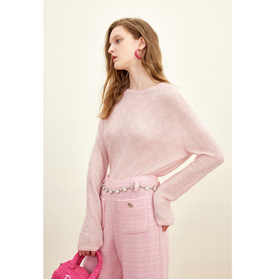 COCOON马海毛一字领针织衫