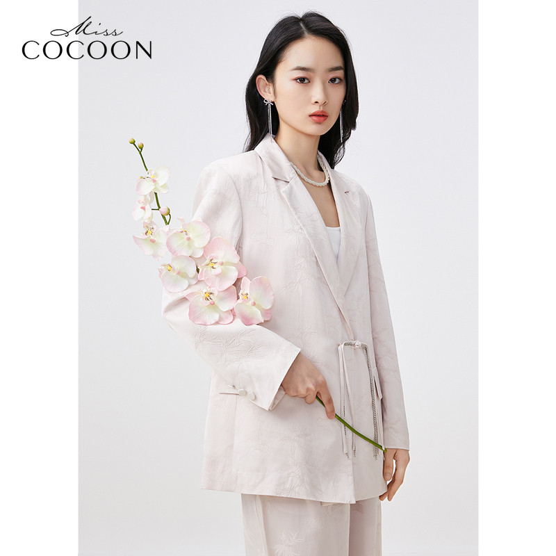 MISSCOCOON轻盈优雅外套中国风图案中国结西装春夏