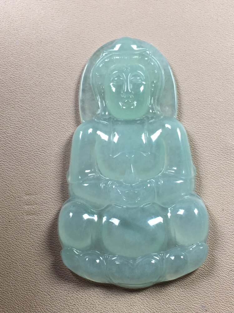 冰种晴水观音吊坠大厚件天然缅甸颈饰