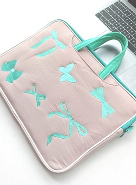 笔记本电脑包14寸手提女士2024新款蝴蝶结高颜值小众防摔防震苹果macbookair/pro13.3适用联想华为1516内胆包