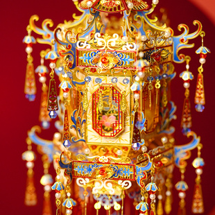 拼界王国六角宫灯金属拼图灯笼立体模型2026新年乔迁节日喜庆礼物