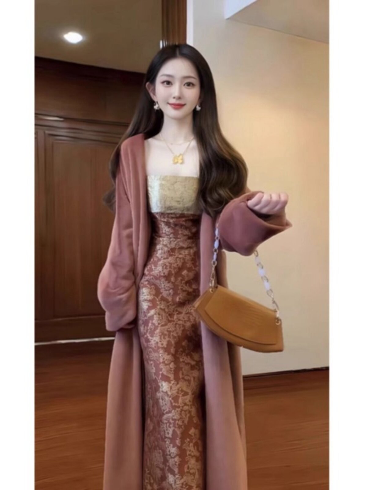 Chinese Style Dress Set: Retro Jacket & Suspender 2-Piece - Taobao product photo 2