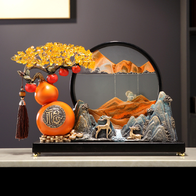 木锐树脂流沙画新中式客厅葫芦