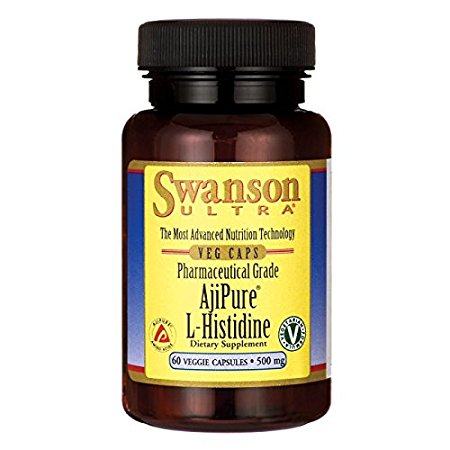 swanson ajipure l-histidine, pharmaceutical grade 500 mg 60