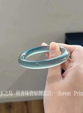 高级库里蓝玉髓手镯高透冰提气质