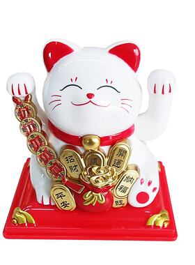 太阳能招财猫摆件自动招手创意礼品开业乔迁礼物新中式桌面装T247