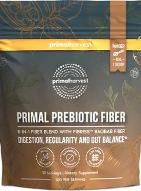Primal Harvest Prebiotic Fiber Powder Unflavored， 30 Serv