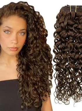 Hetto Curly Hair Extensions Clip in Human Hair Brown Curl