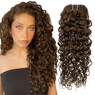 Hetto Curly Hair Extensions Clip in Human Hair Brown Curl