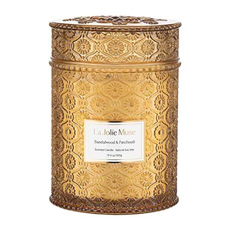 LA Jolie Muse Sandalwood Candles， Wood Wick Candle， Sanda