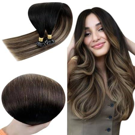 RUNATURE U Tip Human Hair Extensions Ombre U Tip Keratin