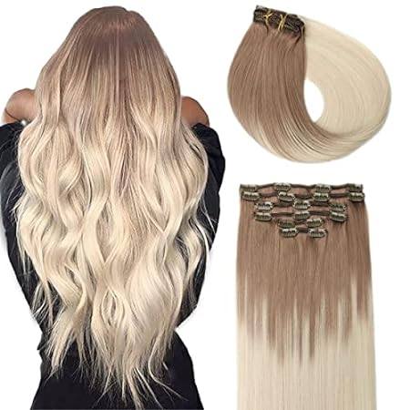 SURNEL Clip in Human Hair Extensions Double Weft Ombre As