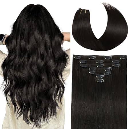 Clip in Hair Extensions Real Human Hai，14 Inch 7 Pcs 70g
