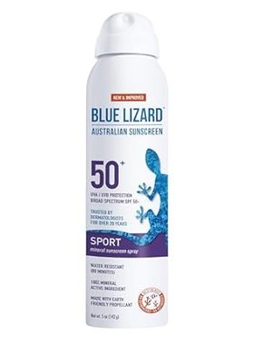 Blue Lizard Sport Mineral Sunscreen Spray SPF 50+， Dermat