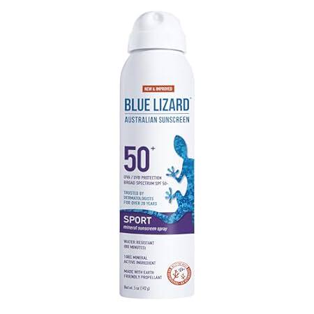 Blue Lizard Sport Mineral Sunscreen Spray SPF 50+， Dermat