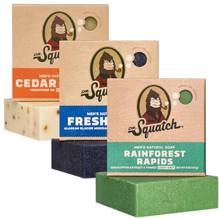 Dr. Squatch All Natural Bar Soap for Men， 3 Bar Variety P