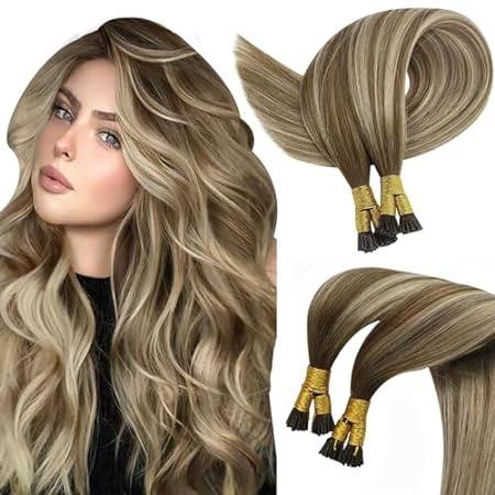 Sunny Itip Human Hair Extensions Brown Balayage Itip Hair