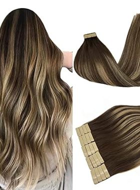 DOORES Hair Extensions Real Human Hair， Chocolate Brown t