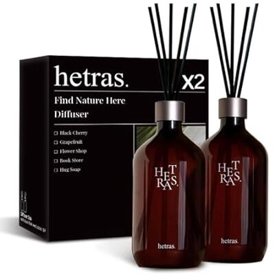 HETRAS. Premium Reed Diffuser: Set of 2 x 16.9oz (1，000 m
