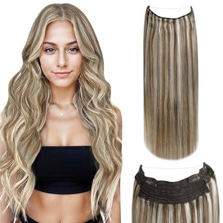 LaaVoo Wire Hair Extensions Human Hair #P8/24 Light Brown