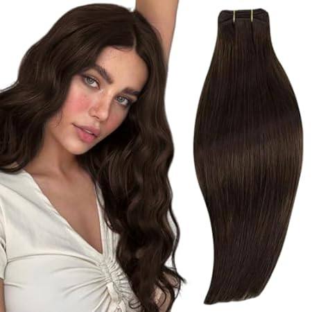 RUNATURE Brown Sew in Hair Extensions Real Human Hair Wef