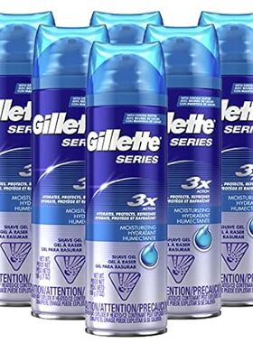 Gillette Series 3X Moisturizing Shave Gel， 6 Count， 7oz E