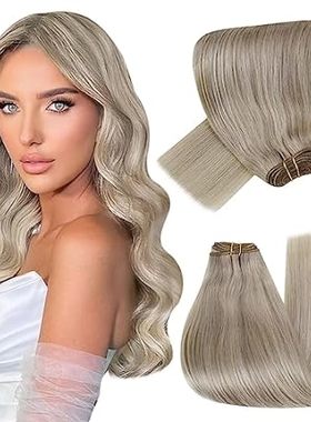 Hetto Sew in Human Hair Weft Extensions Blonde Highlighte